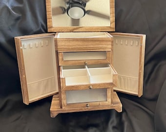 Wooden Large Jewelry Box with 4 Drawers | Jewelry Storage | Necklace Storage | Jewelry Organizer | Earring Organizer | Gift For Her