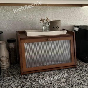 Bamboo Bread Box | Corner Bread Box | Farmhouse Bread Box | Bread Storage | Large Bread Box | Countertop Bread Box | Kitchen Storage