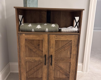 Wooden Farmhouse Bathroom Storage Cabinet with 2 Doors | Toilet Paper Cabinet | Storage Cabinet | Medicine Cabinet | Bathroom Organizer