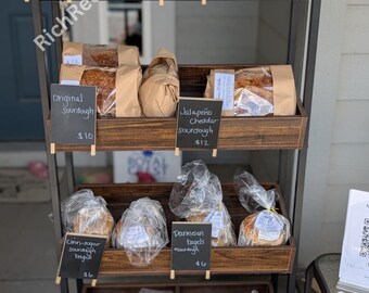 4 Tier Wood & Metal Vegetable Stand | Spice Rack | Pantry Shelf | Utility Storage Shelves | Fruit Basket Rack | Kitchen Storage