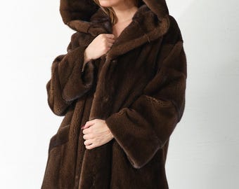 Genuine Mink Fur Coat - Real Mink Fur Coat - Women Coat – Saga Fur Coat - Saga Mink Fur Coat - Mink Coat - Mink Jacket - Mahagony