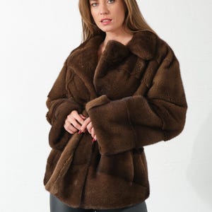 Brown color handmade personalized 100% genuine/real women&#39;s mink fur jacket/coat