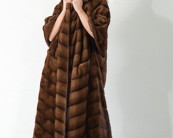 Genuine Mink Fur Coat - Real Mink Fur Coat - Women Coat – Saga Fur Coat - Saga Mink Fur Coat - Mink Coat - Mink Jacket - Brown
