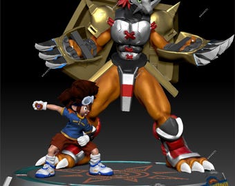 Modelo STL de Digimon Adventure: Figura imprimible en 3D de Tai y WarGreymon