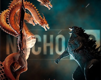 Diorama de Godzilla vs. King Ghidorah: modelo STL para impresión 3D