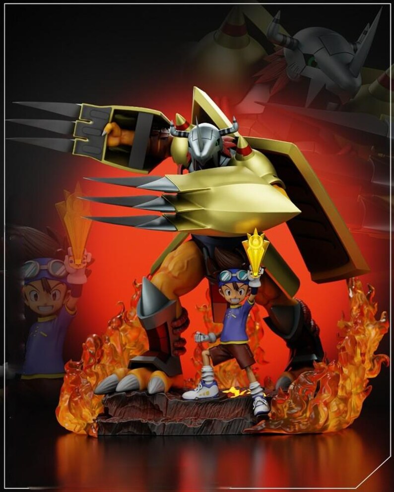 Wargreymon and Tai STL Model for Resin Printer Figure 3D Printing - High Quality Dioramas