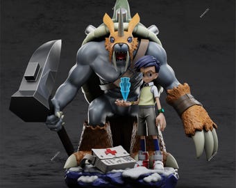 Diorama de Zudomon de Digimon Adventure: Modelo STL para impresora 3D (descarga digital)