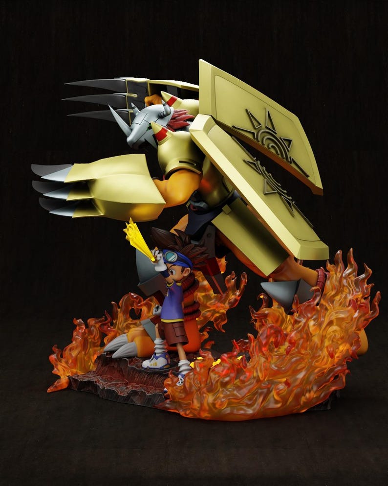 Wargreymon and Tai STL Model for Resin Printer Figure 3D Printing - High Quality Dioramas