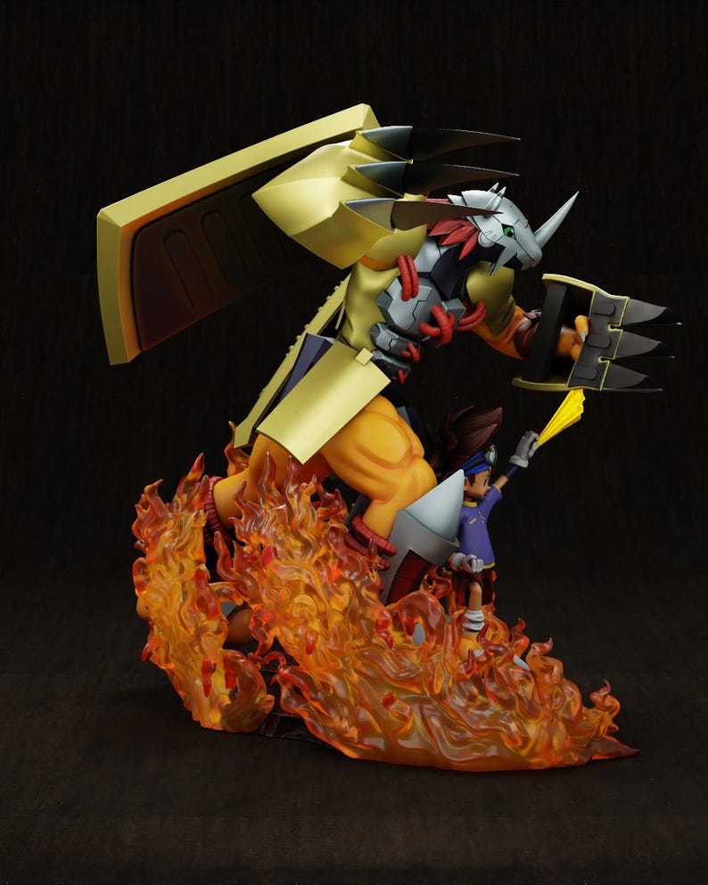Wargreymon and Tai STL Model for Resin Printer Figure 3D Printing - High Quality Dioramas