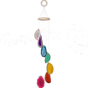 Agate Rainbow Wind Chime: Boho Crystal Suncatcher, Natural Stone