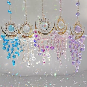 Sun and Moon Crystal Suncatcher | Rainbow Maker | Boho Window Hanging | Spiritual Home Decor