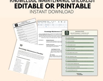 Knowledge Maintenance Checklist