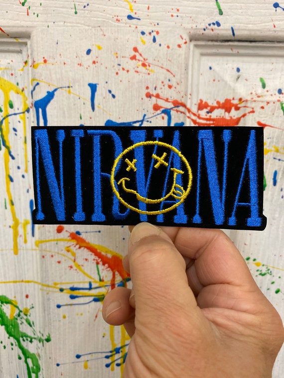 Nirvana blue gold smile iron on patch