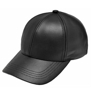 Genuine Black Leather Cap Handmade Gift for Him (or Her) | Vintage Leather Cap for Men or Women, genuine leather P-CAP