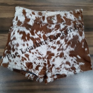 Handmade women Natural Leather Shorts Genuine Cowhide Shorts Hair on Shorts gift for her