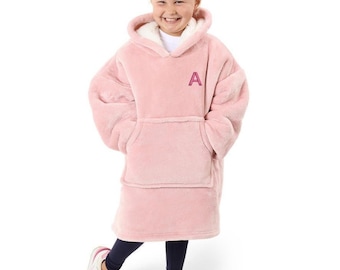 Sudadera con capucha extragrande y esponjosa personalizada para niños, manta con capucha, manta con capucha para niños, sudadera con capucha bordada, manta acogedora, piel de oveja
