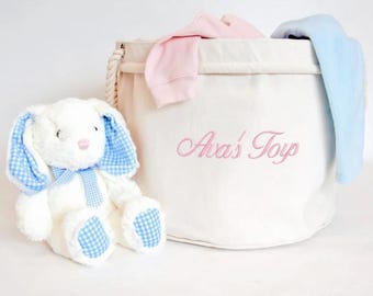 Personalised CHILDREN'S Toy Basket NURSERY, Kid's Toys Storage Bag, Toy Bin, Children's Bedroom Organiser, Bedroom Storage