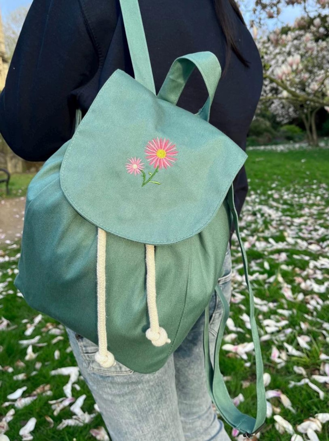 Organic Mini Rucksack, Floral Embroidered Cotton Backpack - Etsy