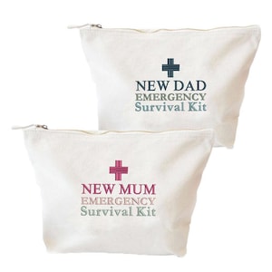 Kit de survie pour les nouveaux parents, sac pour nouveau papa, sac pour nouvelle maman, prêt à être rempli d'articles essentiels pour survivre et devenir un cadeau amusant pour les parents, sac vide