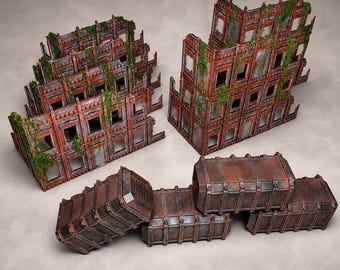 Industrial Terrain Ruins Set | Warhammer 40K Scenery | Tabletop Wargaming