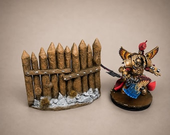 Painted Wooden Palisade Wall Terrain | Tabletop Wargaming Scenery | Fantasy RPG DnD Terrain