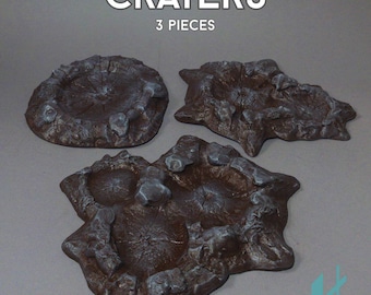 Zestaw malowanych kraterów terenowych – sceneria Wargaming, skala 28/32 mm (3 elementy)
