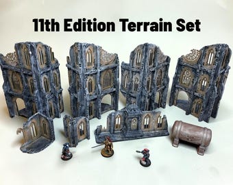 Painted Gothic Ruins Terrain Set | 11th Edition Compatible | Warhammer 40K | 28mm & 32mm