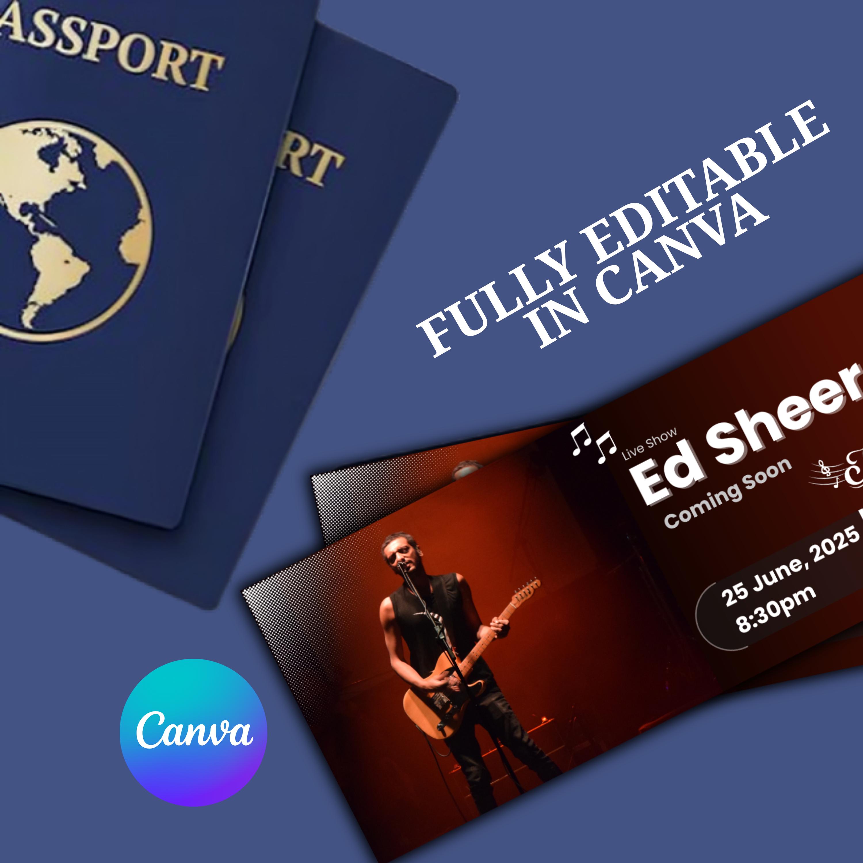 Editable Concert Ticket Template: DIY Printable Surprise Gift (instant ...