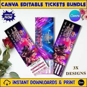 3X Printable DESCENDANTS ZOMBIES Worlds Collide Tour Concert Tickets Surprise Gift Reveal Memorabilia Show Pass Canva EditableTemplate PDF