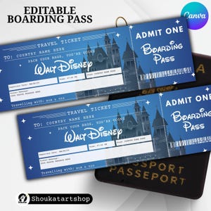 Editable Disneyland Surprise Trip Ticket, Custom Printable Theme Park Boarding Pass Gift, Canva Editable Ticket, Instant Digital Download
