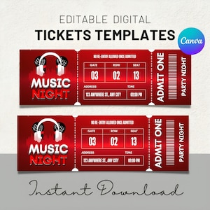 Bearbeitbare Konzertkartenvorlage, Überraschungs-Geburtstagsgeschenk, benutzerdefinierte druckbare Veranstaltungskarte, DIY Canva Ticket-Gutschein, digitaler Download