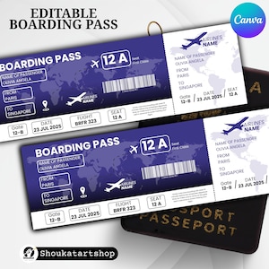 Editable Boarding Pass Template: Surprise Trip Ticket (Canva PDF Download)