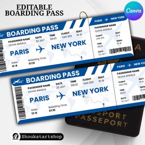 Editable Boarding Pass Template: Surprise Trip Ticket (Digital Download, Canva Edit
