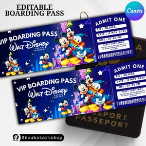 Editable Disneyland Surprise Trip Ticket, Disney Theme Park Vacation Reveal, Printable PDF Download, Faux Disneyland Gift Ticket