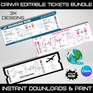 Editable Boarding Pass Template: Surprise Trip Ticket (Canva Digital Download)