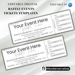 Editable Raffle Ticket Template: DIY Fundraiser, 50/50 Split (Canva, Digital Download)