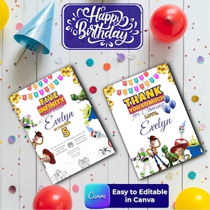 Toy Story Birthday Invitation: Editable Canva Template (Digital Download)