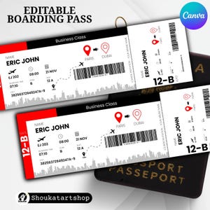 Editable Boarding Pass Template: Surprise Trip Ticket (Digital Download, Canva Edit)