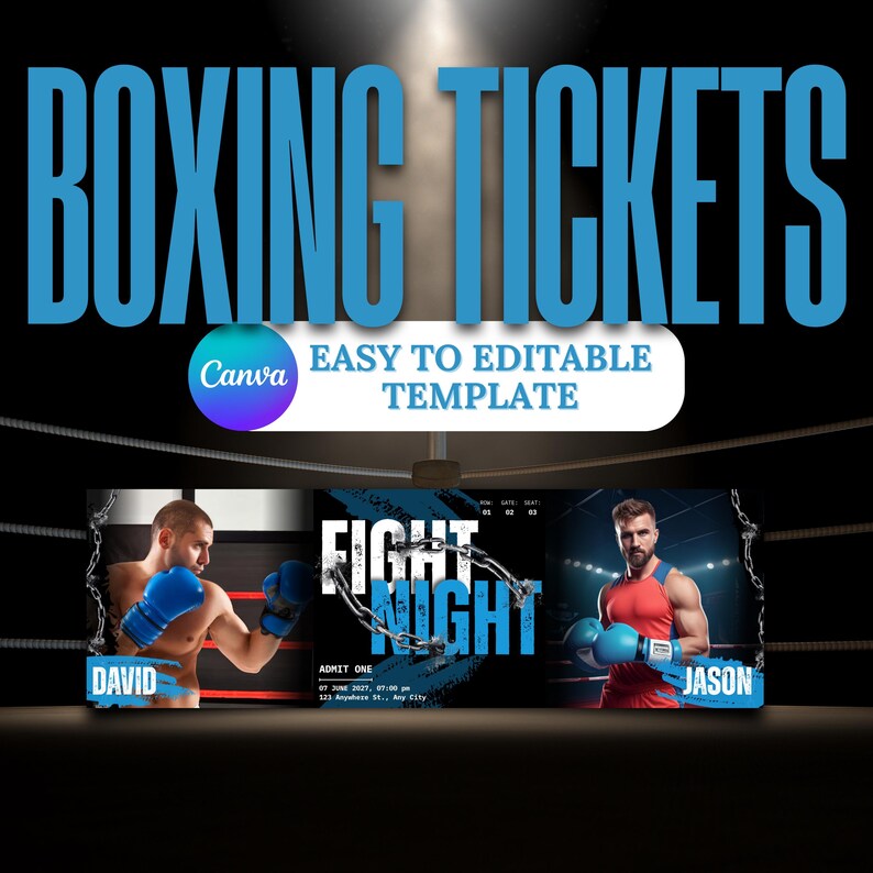 Editable Boxing Ticket Template, Printable Fight Night Invitation ...