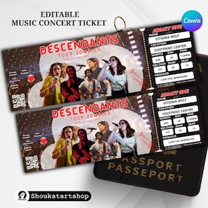 Editable Descendants Zombies Concert Ticket Template,Printable World Collide Tour 2025 Surprise Gift,Canva Digital Download Zombies VIP Pass