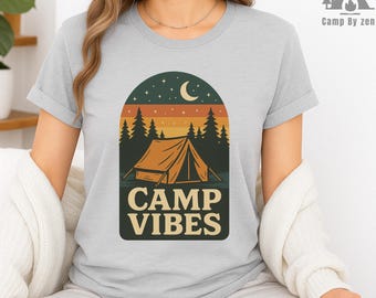 Camp Vibes T-Shirt: Retro Tent Graphic, Nature Adventure Tee