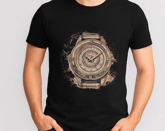 Camiseta con reloj steampunk: camiseta gráfica con engranajes mecánicos vintage
