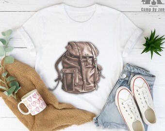 Vintage Backpack Graphic Tee: Retro Camping Hiking Shirt