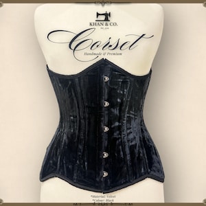 Black Velvet Corset Top | Jet Noir Overbust Steel Boned Corset | Gothic Velvet Bustier | Custom Fit Corset | Plus Size Waist Trainer 3XS–9XL