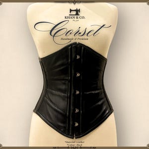 Obsidian Edge Black Leather Waist Cincher | Leather Underbust Corset | Steel Boned Corset Top | Gothic Waist Trainer | Custom Size 3XS–9XL