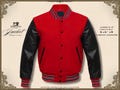 Red Wool Varsity Jacket with Genuine Black Leather Sleeves | Classic College Style Letterman Jacket product logo