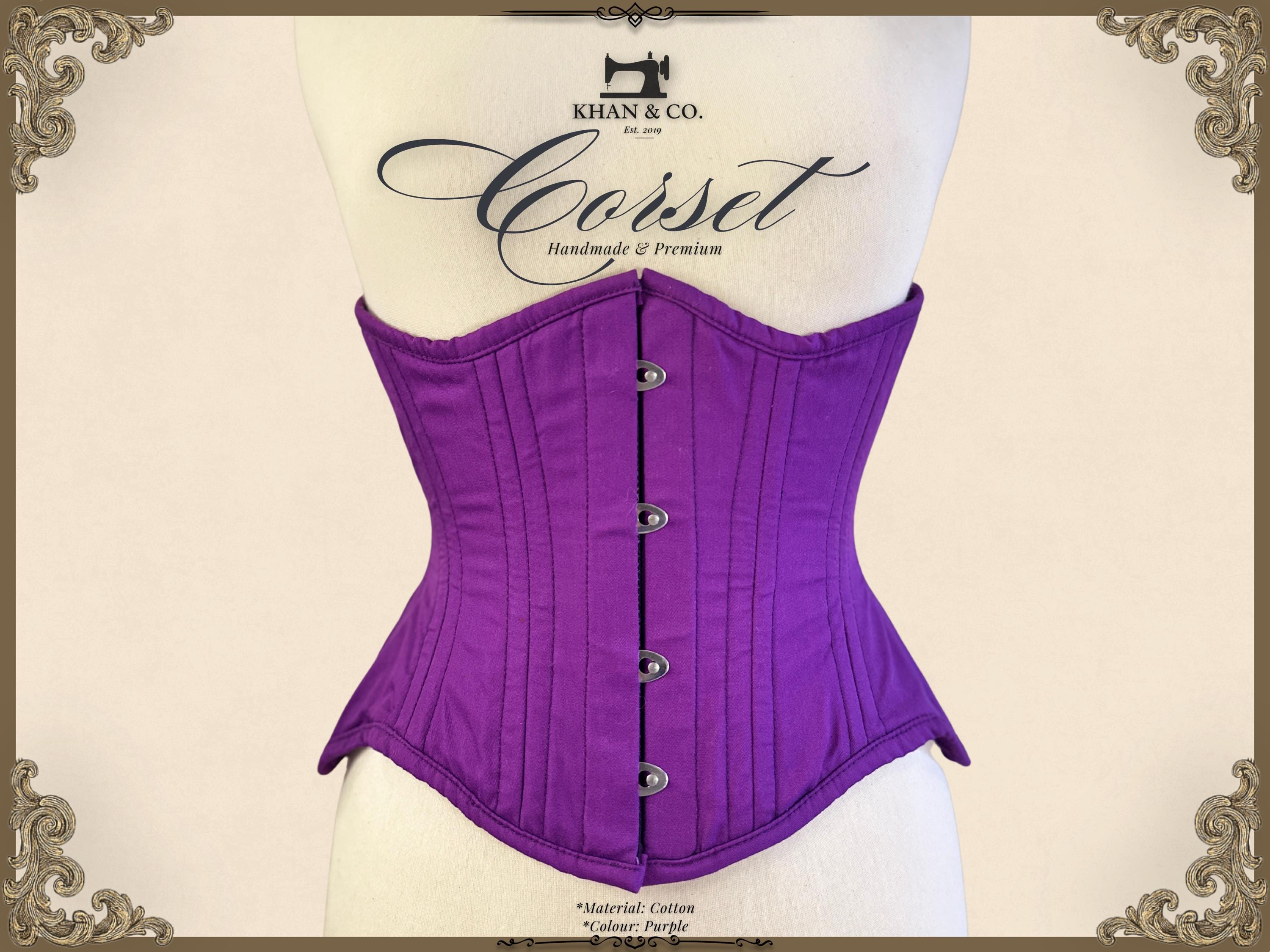 Purple Cotton Corset | Violet Garnet | Underbust Waist Trainer | Steel Boned Corset Top | Custom Plus Size Corset | Kawaii Lingerie 3XS–9XL