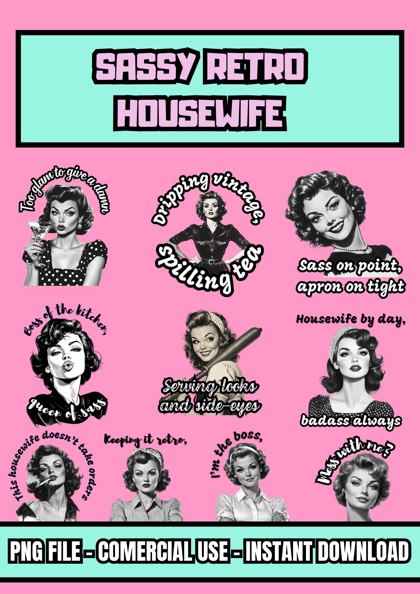 Vintage 1950s Women Image Bundle, Printable Retro 1950s Ladies Housewife PNG, Housekeeping Homemaking Clipart, Junk Journal Collage