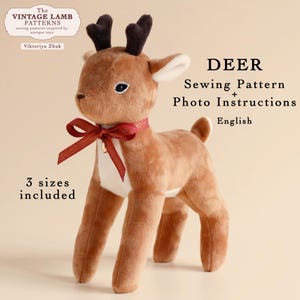 Deer Sewing Pattern with Photo Instructions Fawn Reindeer