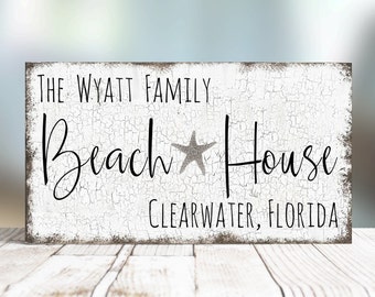 Personalized Large Family Name Beach House Sign, Beach Sign, Beach House Decor, Cottage Chic Beach Decor